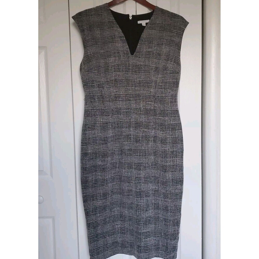 New York Company Dress Gray Minimal V-Neck Size14 Fully Lined Work Church Lunch